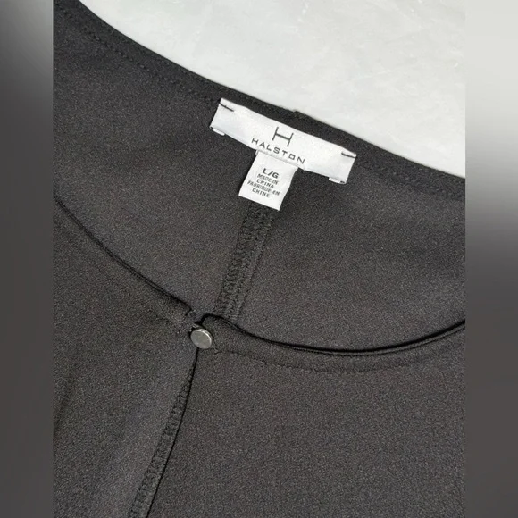 NWT Halston Key Hole Black Midi Dress Size L Large Designer Lightweight $119 - Picture 6 of 10